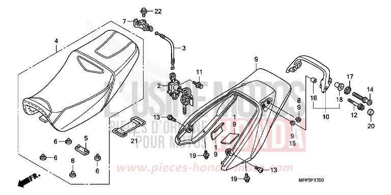 SITZ/WINDLAUF, HINTEN von CB1300 Super Bold'or ABS PEARL SUNBEAM WHITE (NHA66KF) von 2008